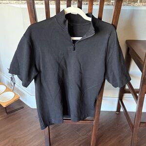 Black Half-Zip Short Sleeve Shirt